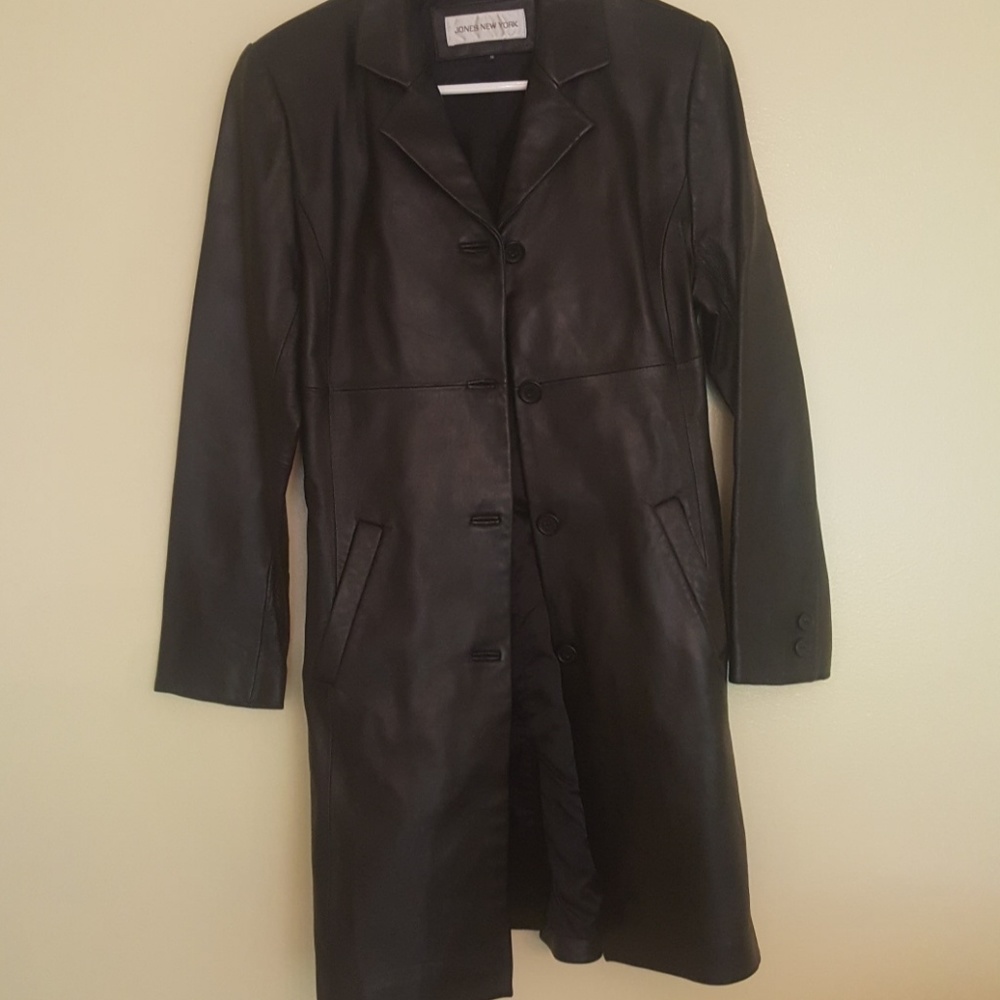 Black leather coat